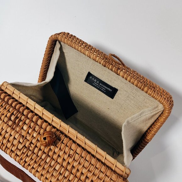 Zara Women's Rattan Wicker Square Crossbody Purse‎ NWOT - Picture 7 of 13